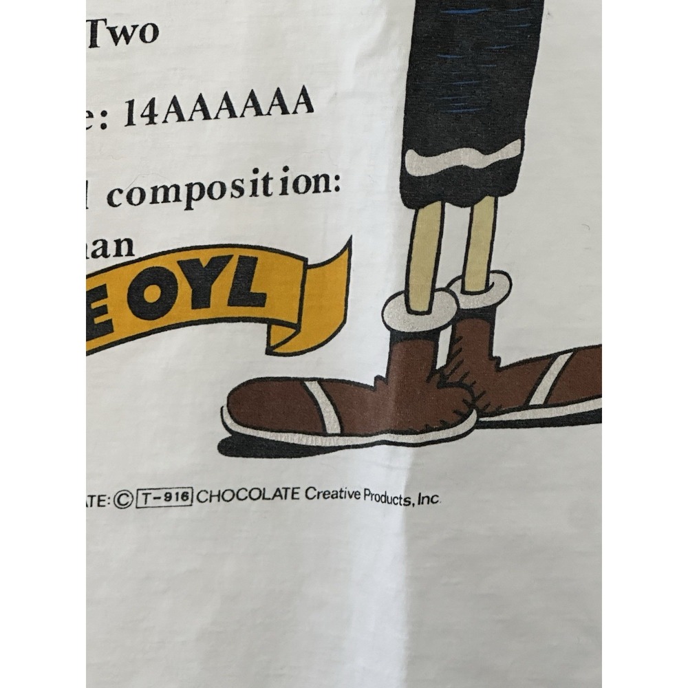 Vintage Olive Oyl T-Shirt Mens Large White Vital Statistic Hip Hop Cartoon Retro - Picture 5 of 15